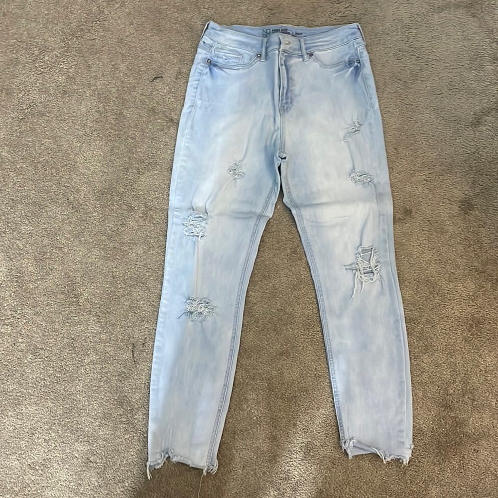 high rise light wash jeans